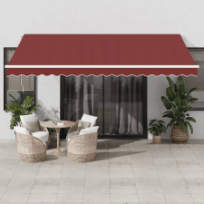 vidaXL burgundi vörös automata kihúzható LED-es napellenző 450x350 cm kerti bútor