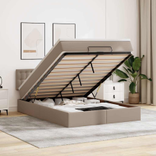 vidaXL cappuccino műbőr ottomán ágy matracokkal & LED-ek 140x200cm ágy és ágykellék