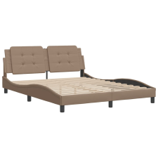 vidaXL cappuccino színű műbőr ágykeret fejtámlával 160x200 cm ágy és ágykellék