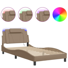 vidaXL cappuccino színű műbőr ágykeret LED-világítással 100 x 200 cm (3214005) ágy és ágykellék