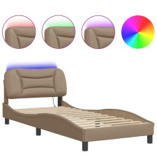 vidaXL cappuccino színű műbőr ágykeret LED-világítással 90 x 200 cm (3213910) ágy és ágykellék