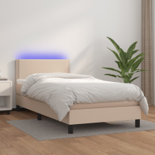 vidaXL cappuccino színű műbőr rugós ágy matraccal és LED-del 100x200cm ágy és ágykellék