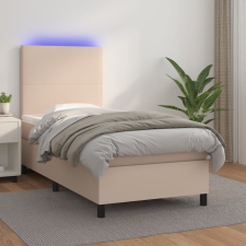 vidaXL cappuccino színű műbőr rugós ágy matraccal és LED-del 100x200cm ágy és ágykellék