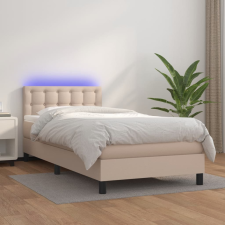 vidaXL Cappuccino színű műbőr rugós ágy matraccal és led-del 100x200cm ágy és ágykellék