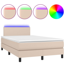 vidaXL cappuccino színű műbőr rugós ágy matraccal és LED-del 120x200cm (3134098) ágy és ágykellék