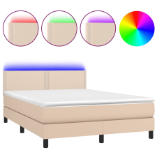 vidaXL cappuccino színű műbőr rugós ágy matraccal és LED-del 140x190cm (3134164) ágy és ágykellék
