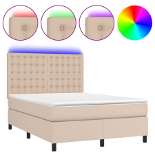 vidaXL cappuccino színű műbőr rugós ágy matraccal és LED-del 140x190cm (3135944) ágy és ágykellék