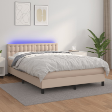 vidaXL Cappuccino színű műbőr rugós ágy matraccal és led-del 140x200cm ágy és ágykellék