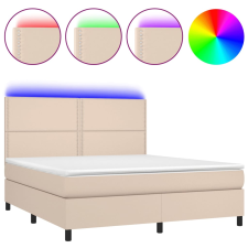 vidaXL cappuccino színű műbőr rugós ágy matraccal és LED-del 180x200cm (3135902) ágy és ágykellék