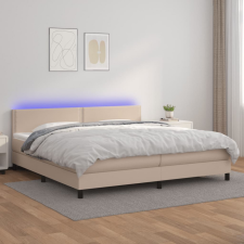 vidaXL cappuccino színű műbőr rugós ágy matraccal és LED-del 200x200cm ágy és ágykellék