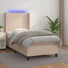 vidaXL cappuccino színű műbőr rugós ágy matraccal és LED-del 90x190 cm ágy és ágykellék