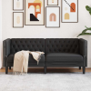 vidaXL Chesterfield kanapé Argyle Fekete 174 x 74.5 x 70.5 cm Műbőr