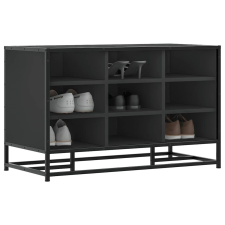 vidaXL Cipőpad Fekete 84x40x53,5 cm Fából és fémből készült pad bútor