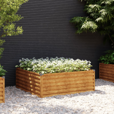vidaXL corten acél kerti magaságyás 100x100x36 cm kerti dekoráció