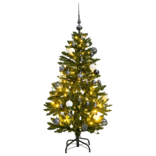 vidaXL csuklópántos műkarácsonyfa 150 LED-del és gömbökkel 150 cm műfenyő