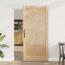 vidaXL Csúszó Ajtó Hardver Készlettel 93x202 cm Szilárd Fenyőfa,  Belső Ajtó nyílászáró