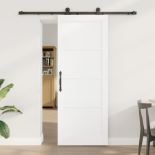 vidaXL Csúszó Ajtó Hardver Készlettel Fehér 78x202 cm Masszív Fa Fenyő nyílászáró