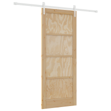 vidaXL Csúszóajtó hardver készlettel 83x202 cm Tömör fa fenyő (3333756) építőanyag
