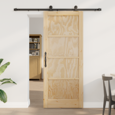 vidaXL csúszóajtó hardver készlettel 83x202 cm tömör fenyő nyílászáró