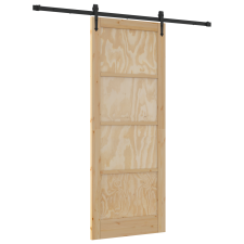 vidaXL Csúszóajtó hardver készlettel 83x211 cm tömb fenyőből (3333730) nyílászáró
