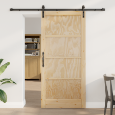 vidaXL csúszóajtó hardver készlettel 93x202 cm szilárd fenyő,  beltéri ajtó nyílászáró