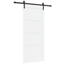 vidaXL Csúszóajtó Hardver Készlettel Fehér 86x198.5 cm Szilárd Fenyőfa (3333287) építőanyag