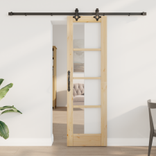vidaXL Csúszóajtó hardver szettel 61x198.5 cm tömör fenyő nyílászáró