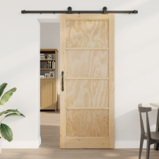 vidaXL csúszóajtó hardver szettel 86x211 cm Tömör fa fenyő nyílászáró