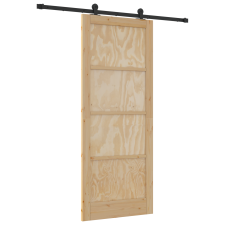 vidaXL csúszóajtó hardver szettel 86x211 cm Tömör fa fenyő (3333344) nyílászáró