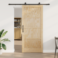vidaXL csúszóajtó hardver szettel 93x211 cm szilárd fából készült fenyő nyílászáró