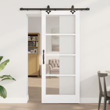 vidaXL Csúszóajtó hardver szettel Fehér 83x202 cm Tömörfenyő nyílászáró