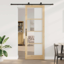 vidaXL Csúszóajtó ORKDAL Barna 83 x 232 cm Fa és fém nyílászáró