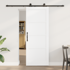 vidaXL Csúszóajtó szerelvénnyel Fehér 78x202 cm Tömör fenyő nyílászáró