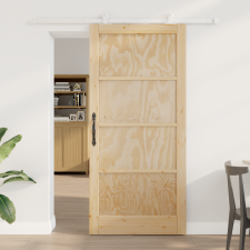 vidaXL Csúszóajtó Szerelvénykészlettel 93x202 cm Tömör Fenyő nyílászáró
