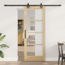 vidaXL Csúszóajtó Szett 78x202 cm Tömör Fenyőfa nyílászáró