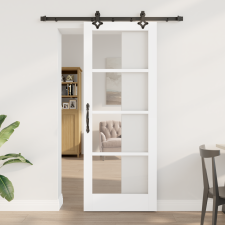 vidaXL csúszóajtó teljes hardver készlettel Fehér 78x202 cm Masszív Fenyőfa nyílászáró
