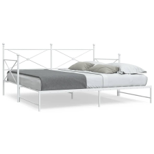 vidaXL Daybed with Trundle without Mattress White 100x200 cm acél ágy és ágykellék