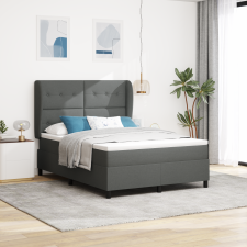 vidaXL Doboz Rugós Ágy Matraca Sötétszürke 140x190 cm Szövet ágy és ágykellék