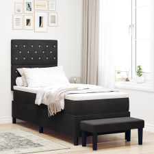 vidaXL dobozos ágy matraccal és paddal fekete 80x200 cm bársony ágy és ágykellék