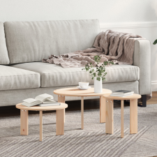 vidaXL Dohányzóasztal 3 pcs Természetes 47.5 x 47.5 x 27 cm bútor