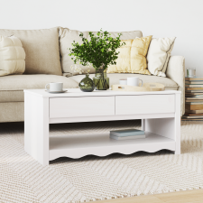 vidaXL Dohányzóasztal "DRAMMEN" Fehér 99x55x45 cm Szilárd Fenyő bútor