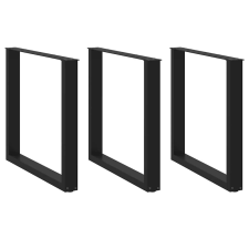 vidaXL dohányzóasztal lábak U-alakú 3 db fekete 90x(72-73) cm acél bútor