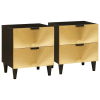 vidaXL Éjjeli asztal fiókkal 2 pcs Fekete és Arany 40 x 33.5 x 46 cm