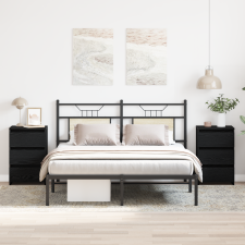 vidaXL Éjjeli szekrény 2 db Fekete Tölgy 40x35x62,5 cm Műanyag bútor