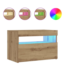 vidaXL Éjjeli szekrény LED lámpákkal kézműves tölgy 60x35x40 cm (3329176) bútor