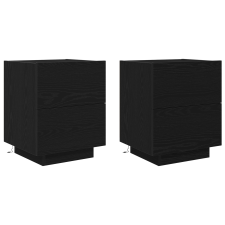 vidaXL Éjjeli szekrény LED világítással 2 db Fekete tölgy 45x40x55 cm (863062) bútor