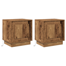 vidaXL Éjjeli szekrény LED világítással 2 db Régi fa 44x34,5x45 cm (869575) bútor