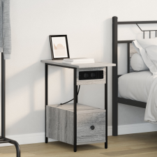 vidaXL Éjjeliszekrény fiókkal Szürke sonoma 60 x 30 x 61 cm Faanyag bútor