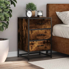 vidaXL éjjeliszekrény füstölt tölgy 40x34,5x60 cm fából fémből készült bútor