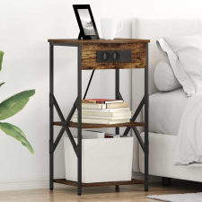 vidaXL Éjjeliszekrény polcokkal Füstölt tölgy 41 x 31 x 76 cm Faanyag bútor